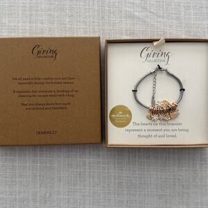 Demdaco NWT | silver / gold tone hearts, snowflake bracelet with ruby red stone